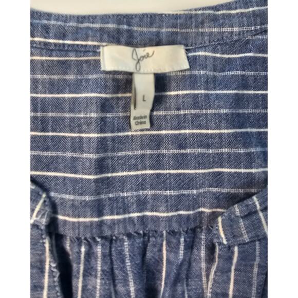 Josie chambray striped shorts sleeve tunic dress short EUC sz L versatile preppy - Picture 6 of 8